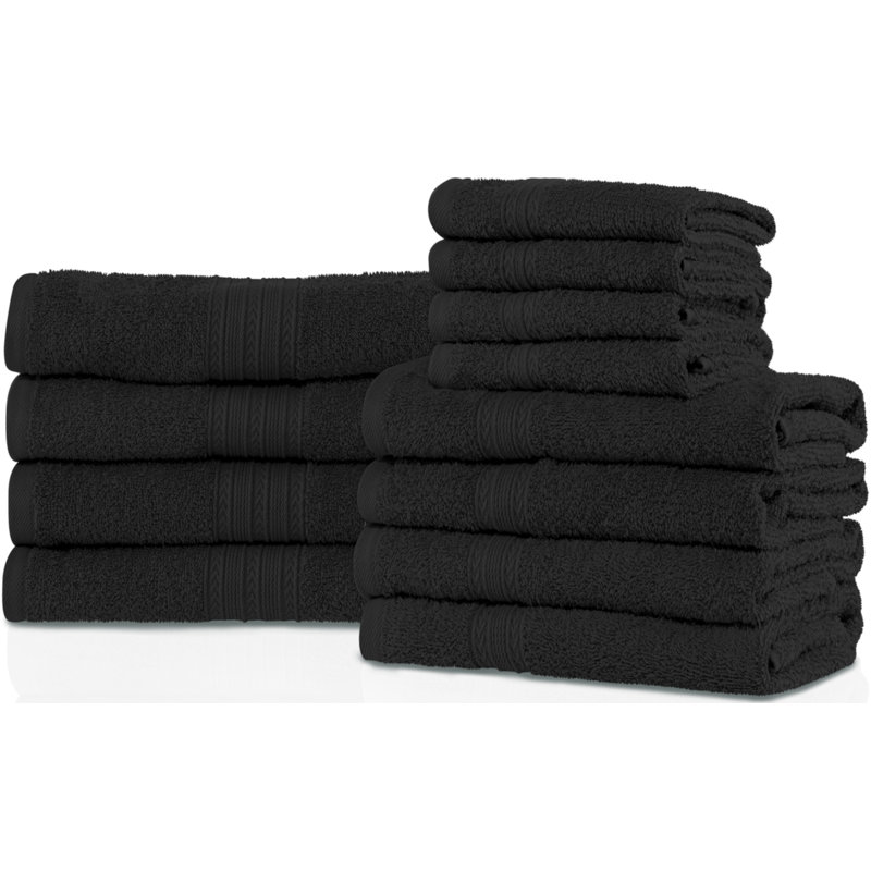 Ensemble de serviettes 100% coton durables, Noir
