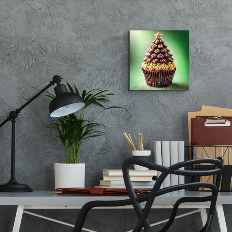 «Christmas Tree Cupcake» par Rey Klimt, art mural en verre acrylique, H 12 po x l 12 po x P 0,13 po
