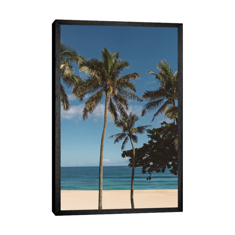 Hawaiian Palms VI 1 Piece Wall Art on Canvas, 101.6cm H x 66.04cm W x 3.81cm D, Black Framed