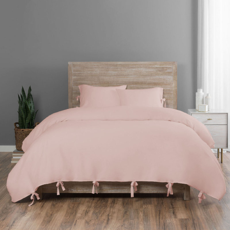 Hinton Modern & Contemporary Duvet Cover, King Duvet Cover + 2 King Shams, Peach