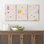 Abstract Shape " Pink Yellow Minimalist Polygon Pattern Abstract Geometric Decor Boho Multicolor " 3 - Pieces