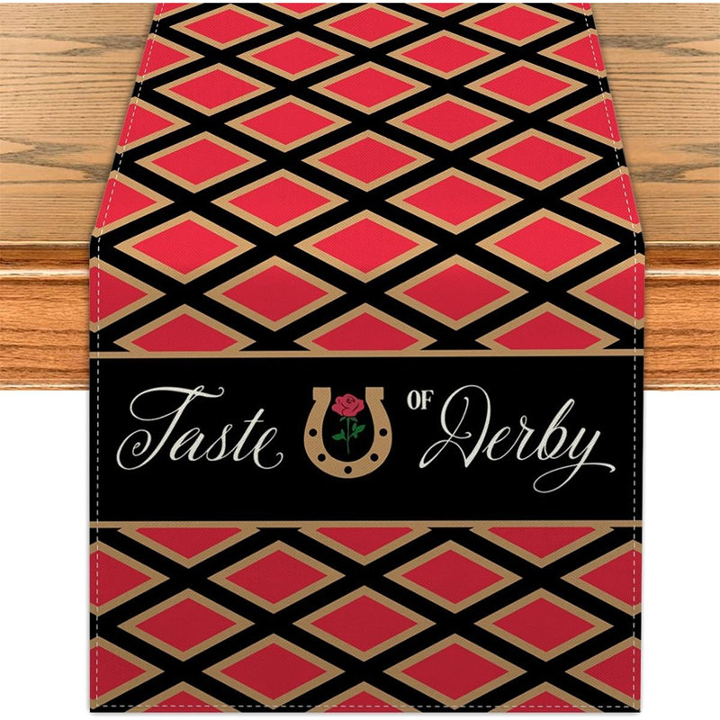 Chemin de table Kentucky Derby - course pour les roses, table de salle à manger de 72 pouces, centre de table, décoration de fête pour la maison et la décoration d'événements
