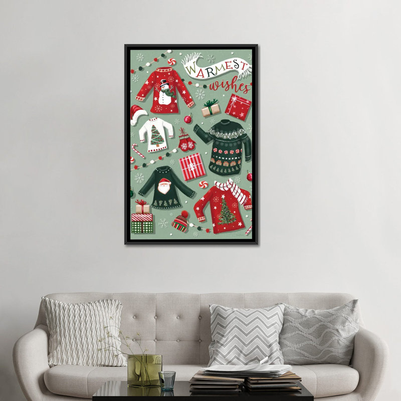 «Warmest Wishes Pulls», reproduction d'art sur toile encadrée, H 48 po x l 32 po, Noir