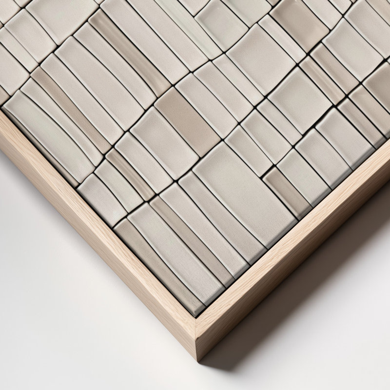 Tiles NAo2 - A Modern Study Of Linear Rhythm And Soft-Edged Structure Print by Alma, 20" H x 20" W, Tan
