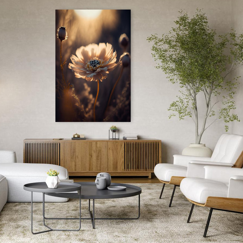 Art contemporain classique délicat, fleur élégante et naturelle, H 48 po x l 32 po