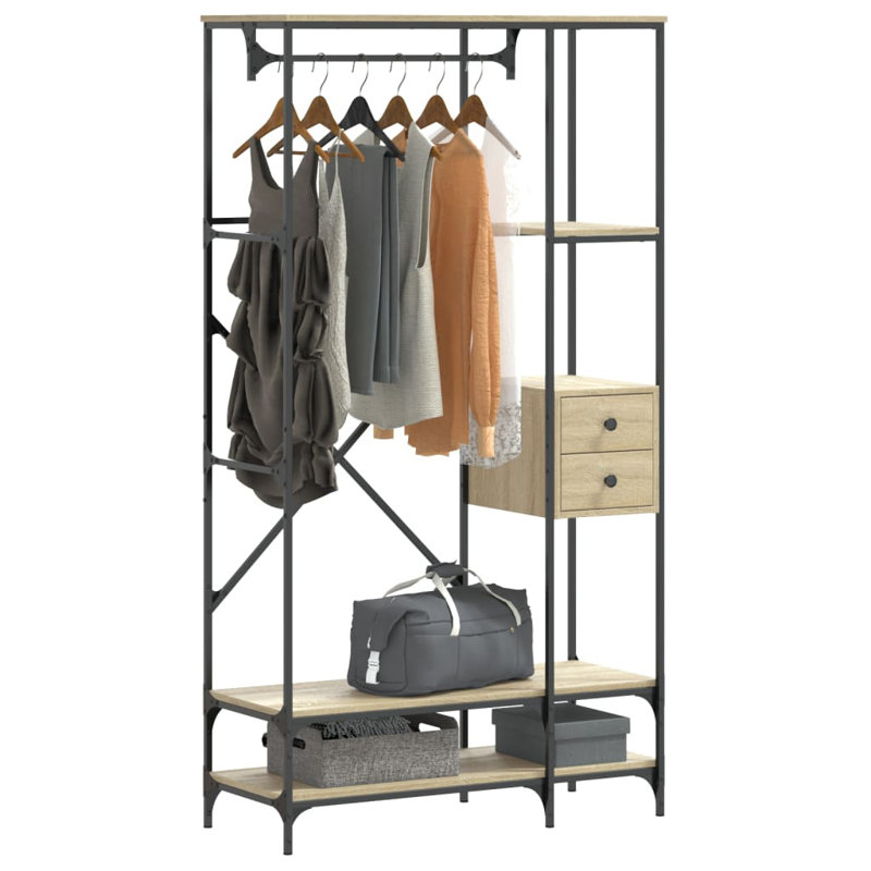 Carmie 97cm Clothing Rack, Sonoma Oak