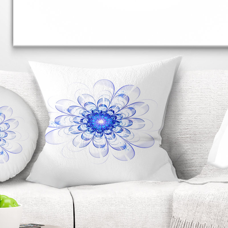 Coussin à imprimé floral Perfect Blue Glow Fractal, 18 po x 18 po, Coussin décoratif