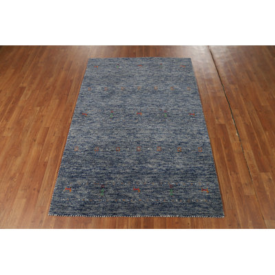 Striped Blue Gabbeh Oriental Rug 4x6