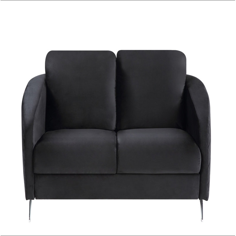 Causeuse moderne chic en velours noir Livia
