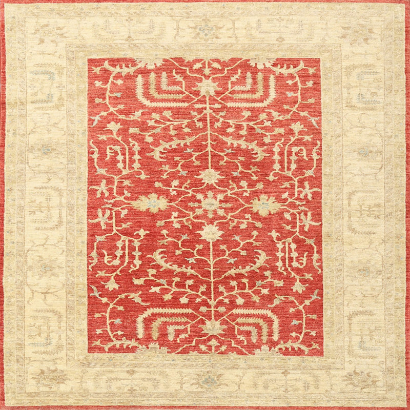 Tapis beige / orange Southwestern, Rond 7 pi