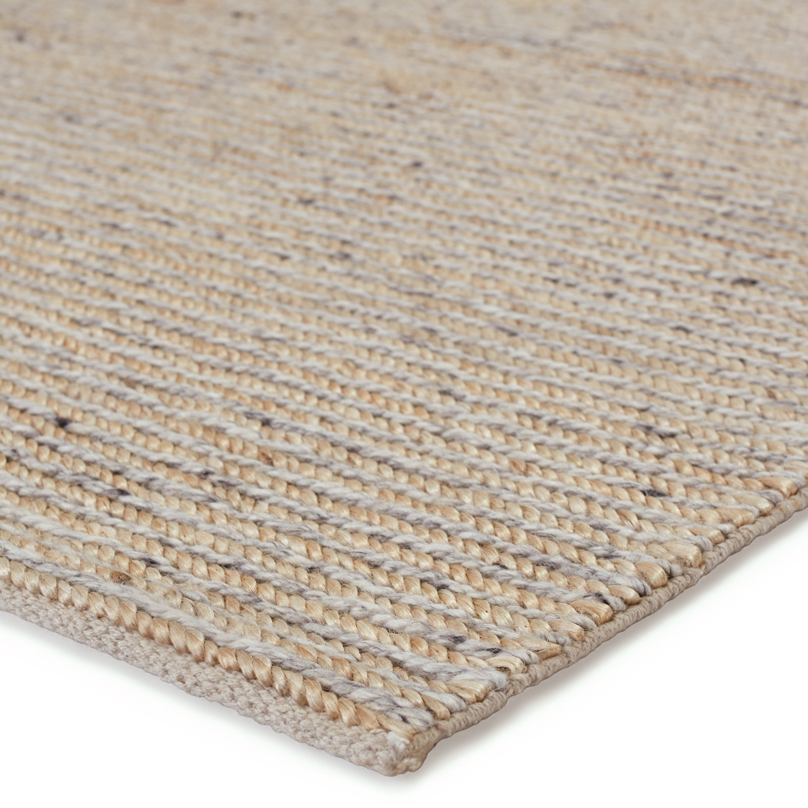 Caitlin Light Brown Silver Hand-Woven Jute Rug, Rectangle 5' x 8'