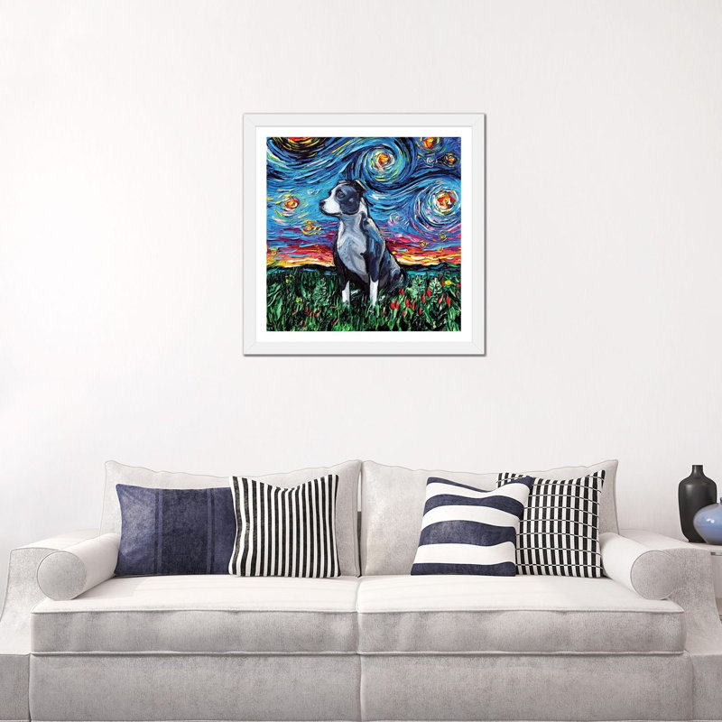« Pitbull Night » par AJA trier, reproduction d’art, Papier encadré blanc, Blanc, H 24 po x l 24 po x p 1 po
