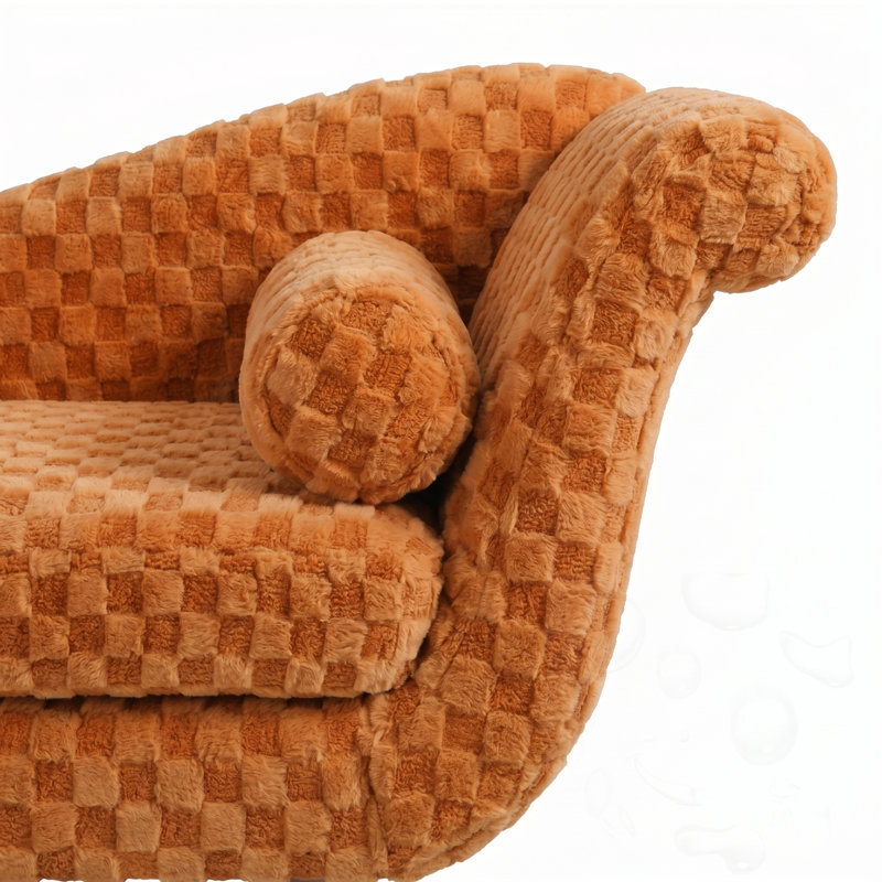 Banc rembourré avec accoudoirs à volutes, Orange, Orange