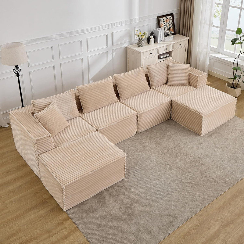 Canapé modulaire Boneless, H 31,5 po x l 141 po x P 65,8 po, 4, Beige