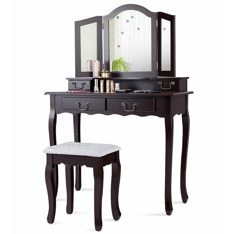 Ensemble de meuble-lavabo avec tabouret Garver, Café