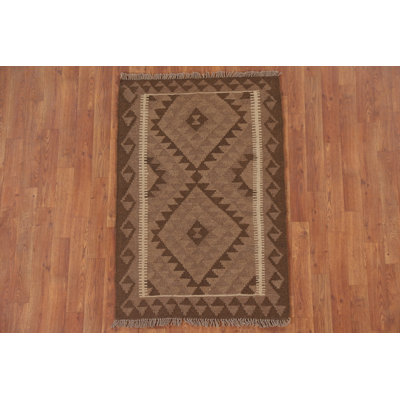 Geometric Kilim Reversible Wool Rug 3x4
