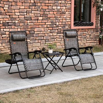 Zero Gravity Chair - Breathable Mesh Chairs, Cupholders For Outdoor Enjoyment Backyard, Lawn Gray Adjustable With Side Table Lawn, Backyard