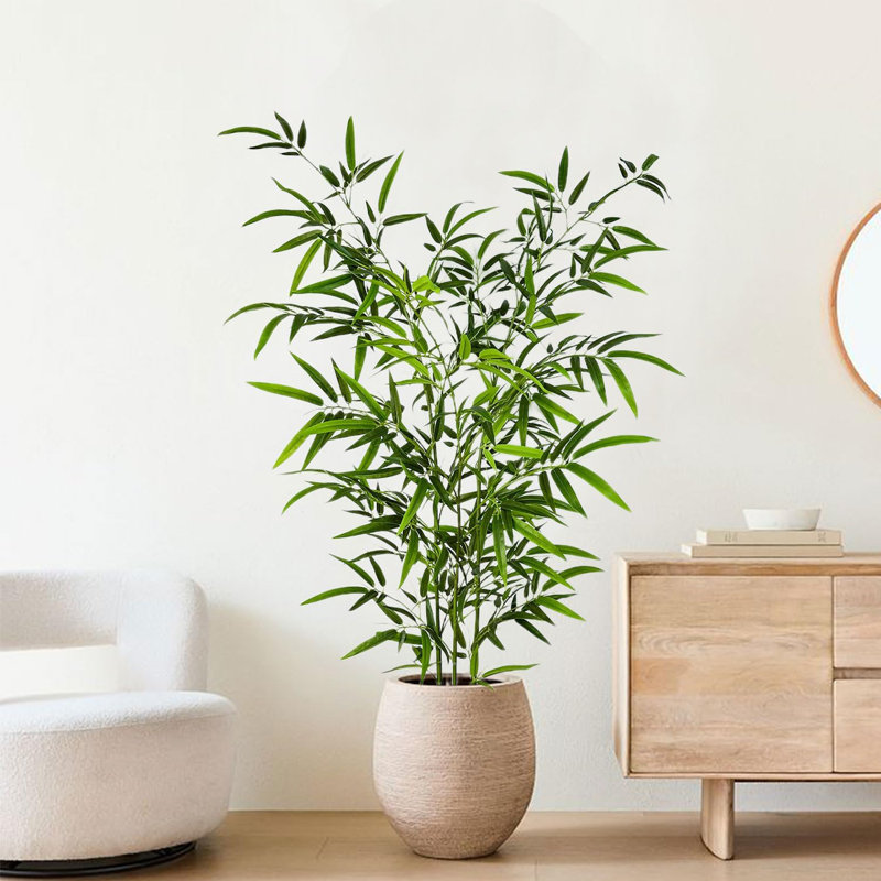 Faux bambou vert en pot, H 59 po x l 15,8 po x P 15,8 po