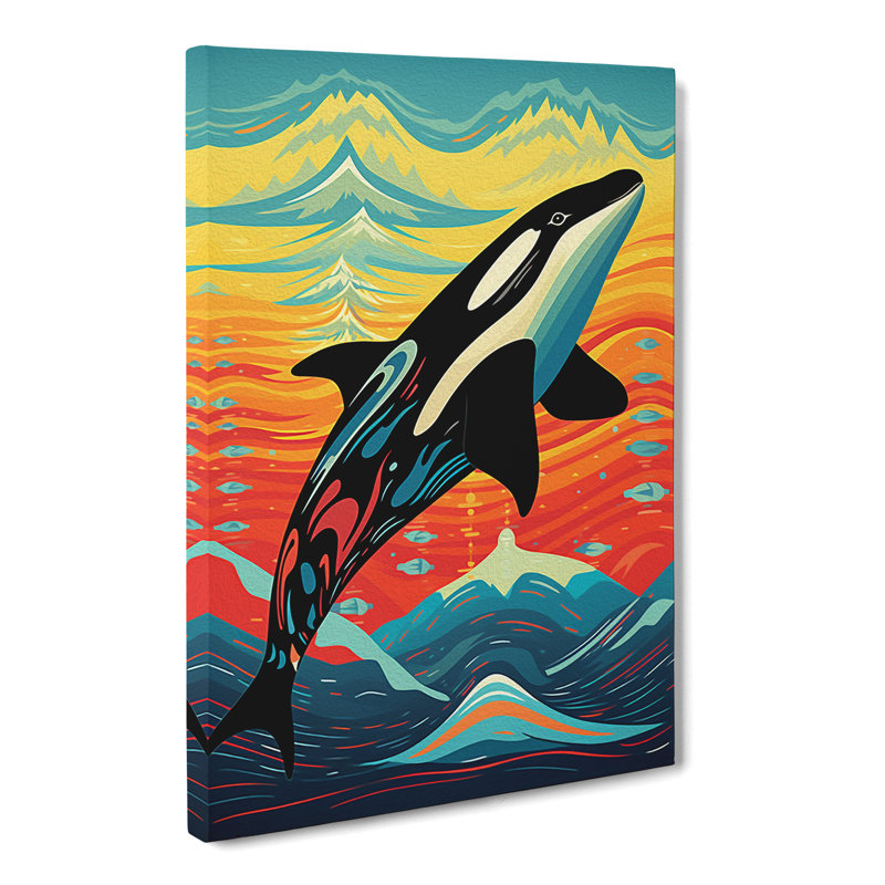 Orca Whale Op Art No.2 - Wrapped Canvas, 60cm H x 40cm W x 3cm D