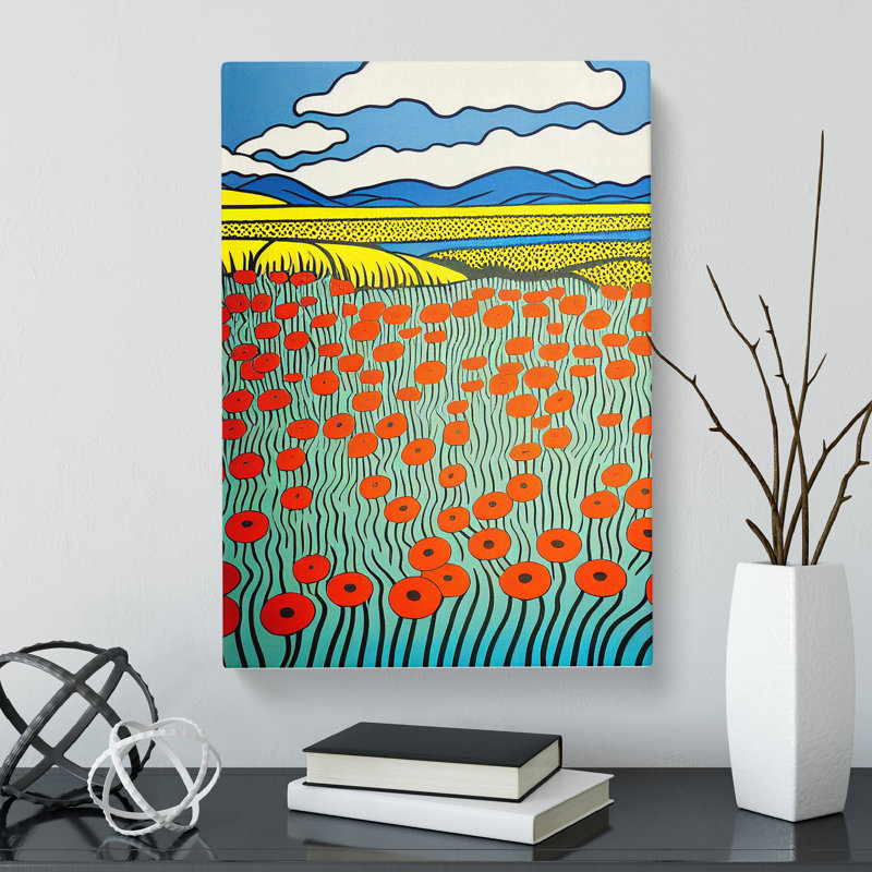 Nassar Poppy Field Pop - Wrapped Canvas, 76cm H x 50cm W x 3cm D