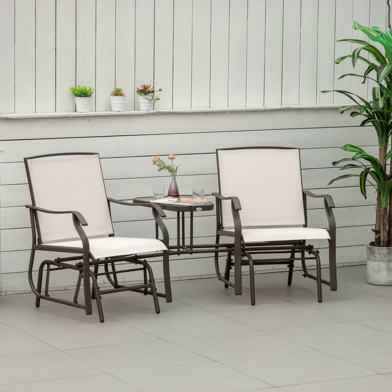 Fauteuil oscillant d'extérieur avec table basse Outsunny