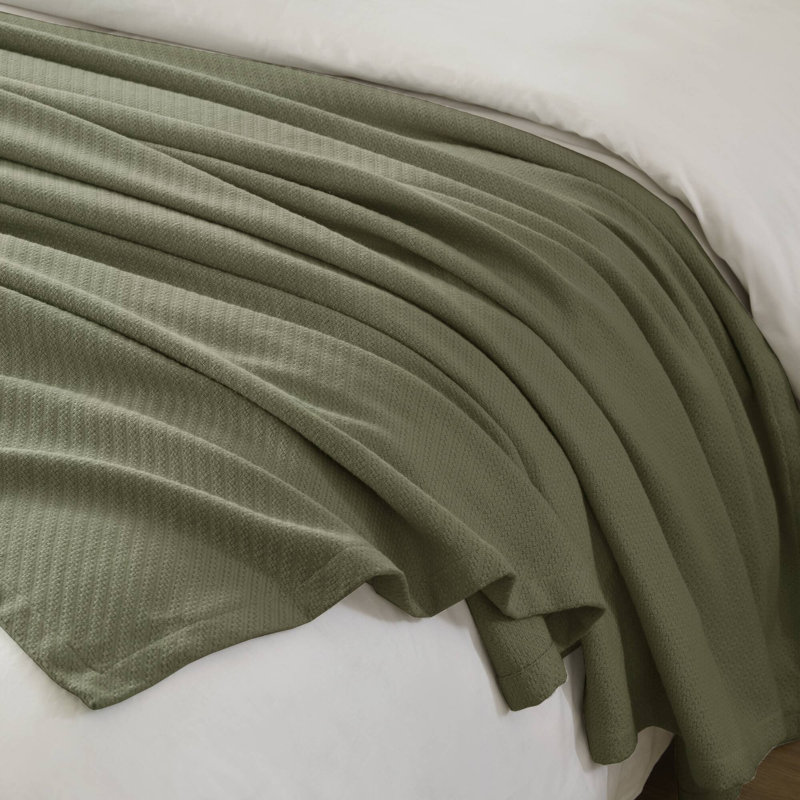 Couverture tissée en coton liquide respirant, Lit simple, Olive Green