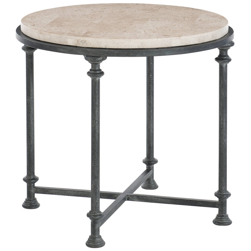 Galesbury Round Stone and Metal End Table