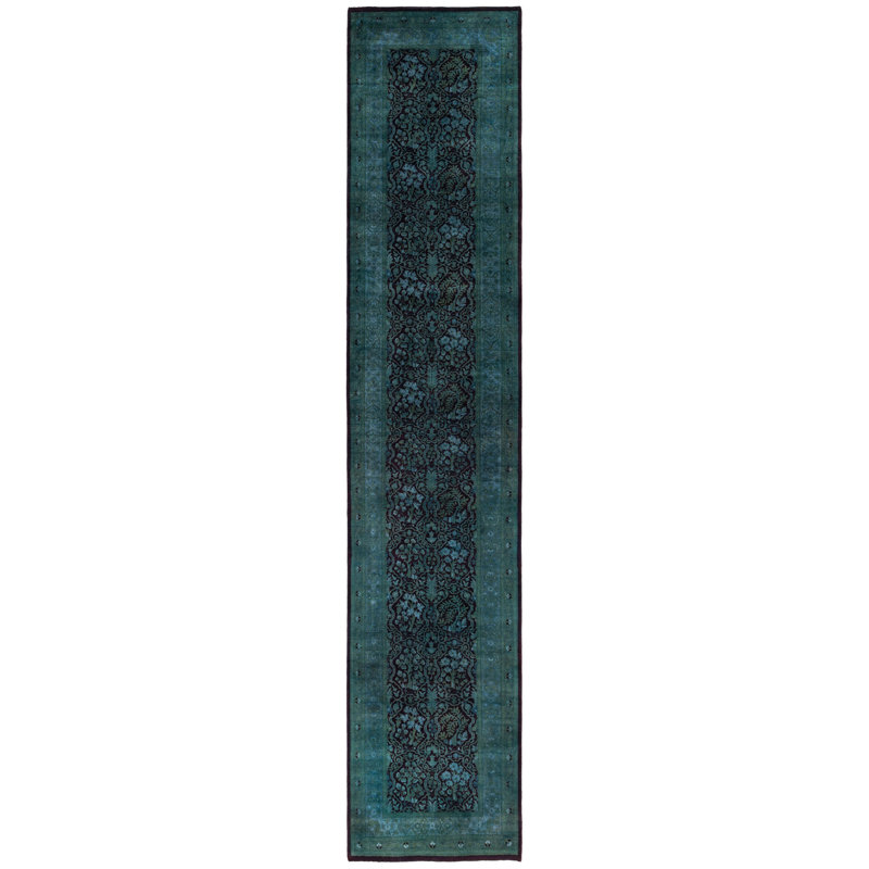 Overdyed One-of-a-Kind Runner 2'7" X 12'6" Hand Knotted Area Rug