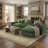 100" Modular L-shaped Sectional Sofa, Chenille Couch With Movable Ottoman For Living Room-516892965