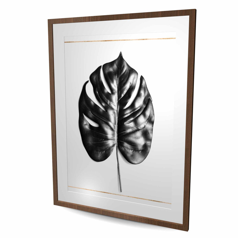 Feuille d'or Philodendron à feuilles divisées - impression de salon, H 48 po x l 36 po, Brun