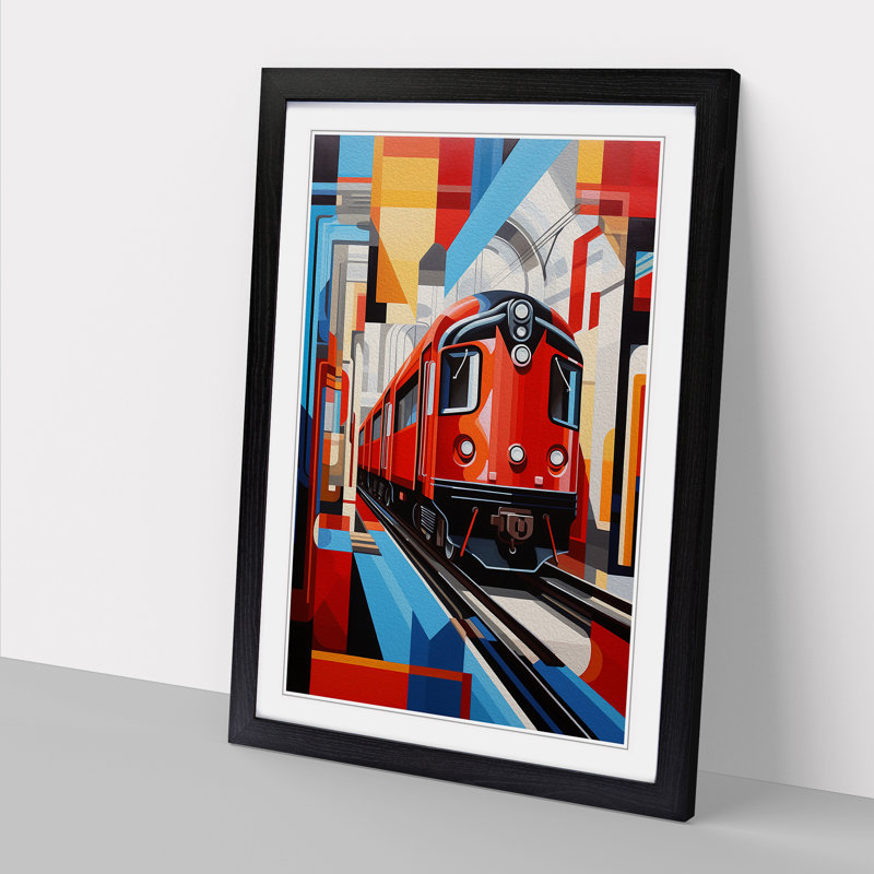 Train Constructivism 1 Piece Single Picture Frame Wall Art, 46cm H x 34cm W, Black Framed