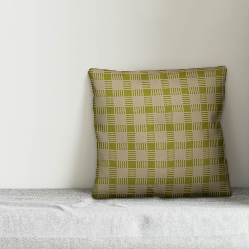 Coussin Plaid, 18 po x 18 po, Vert, Extérieur