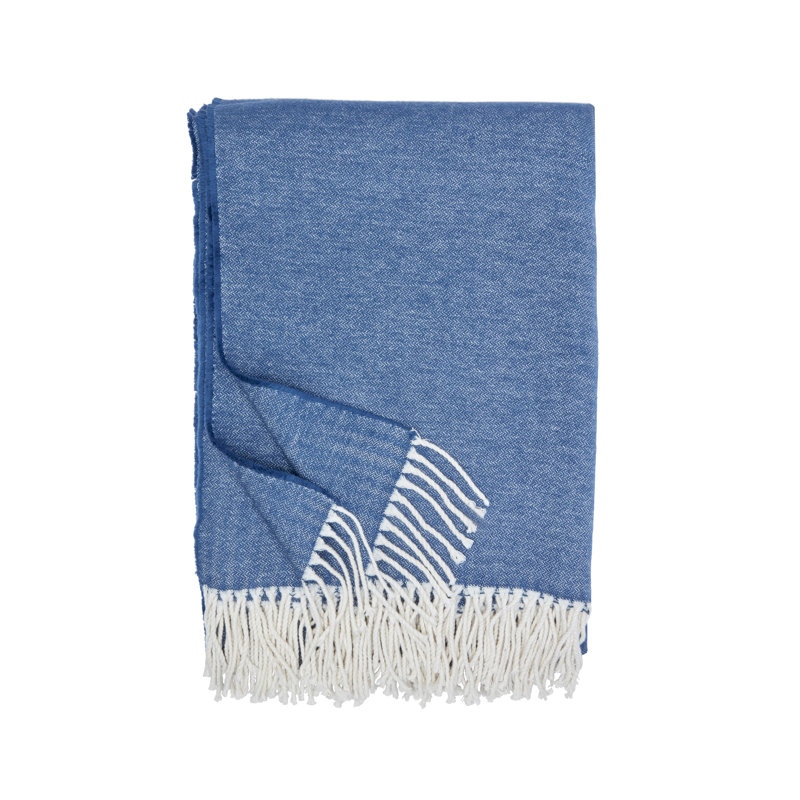 Hand Woven Throw Blanket, Denim Blue