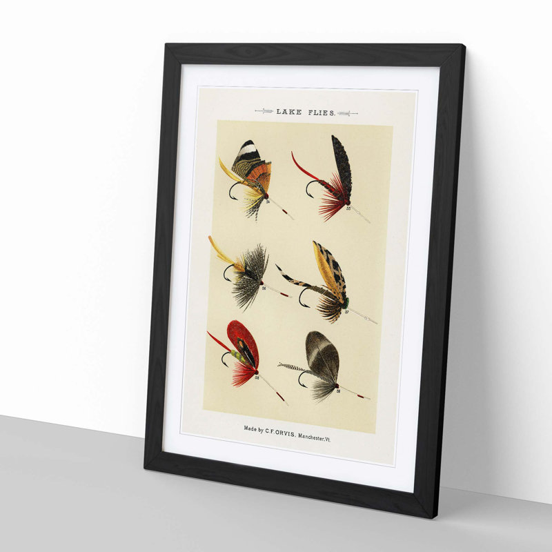 Lake Fishing Flies Version 3 by Mary Orvis Marbury - Picture Frame Painting Print, 91cm H x 60cm W x 2cm D, Black