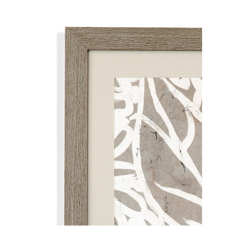 «Mudcloth Foliage», ensemble de 2 tapis huître à cadre gris encadré