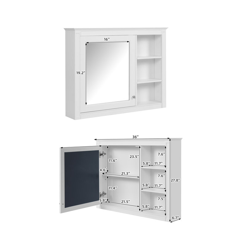 Armoire de salle de bain murale avec miroir et tablettes