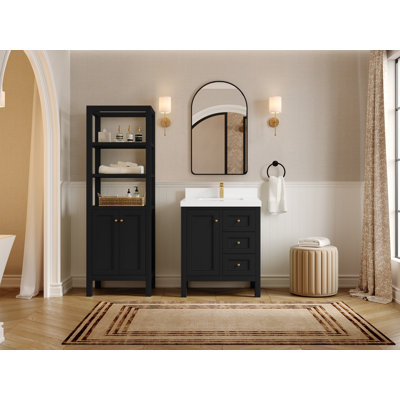 Nashville 30 In. W X 22 In. D Single Sink Bathroom Vanity With 2 In. Pearl Gray Quartz