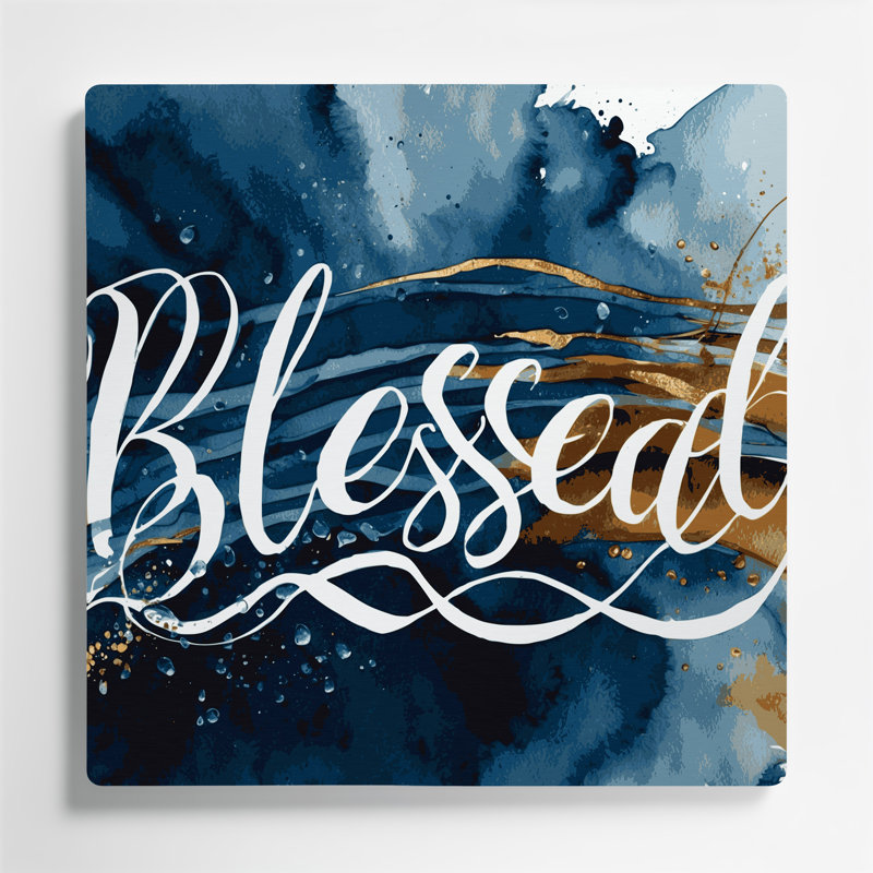 Thanksgiving Blessed script designs Gray Metal Wall Art, 8" H x 8" W