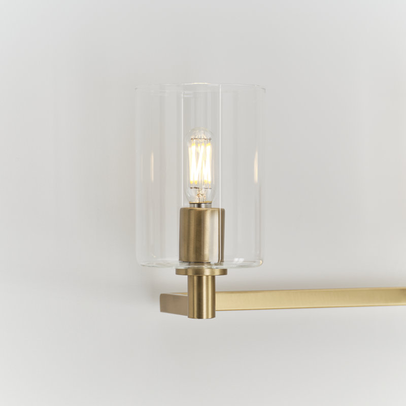 Haines 4 Light Transparent Dimmable Vanity Light, Satin Brass