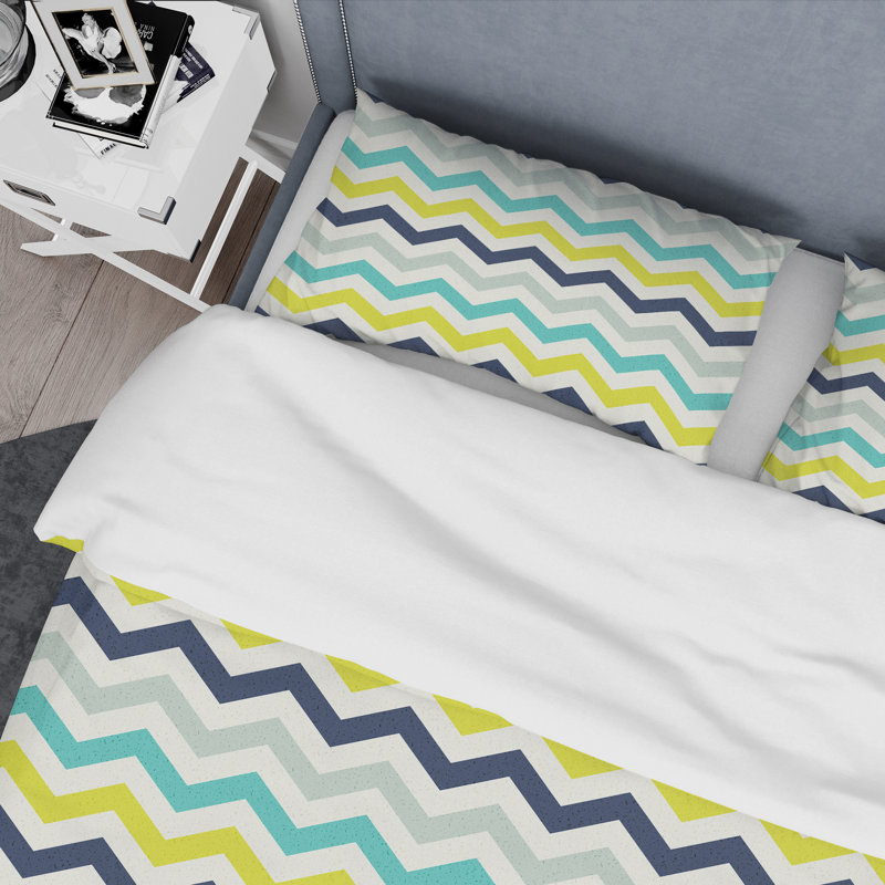 Ensemble de housse de couette en microfibre bleu / jaune / vert 3 pièces