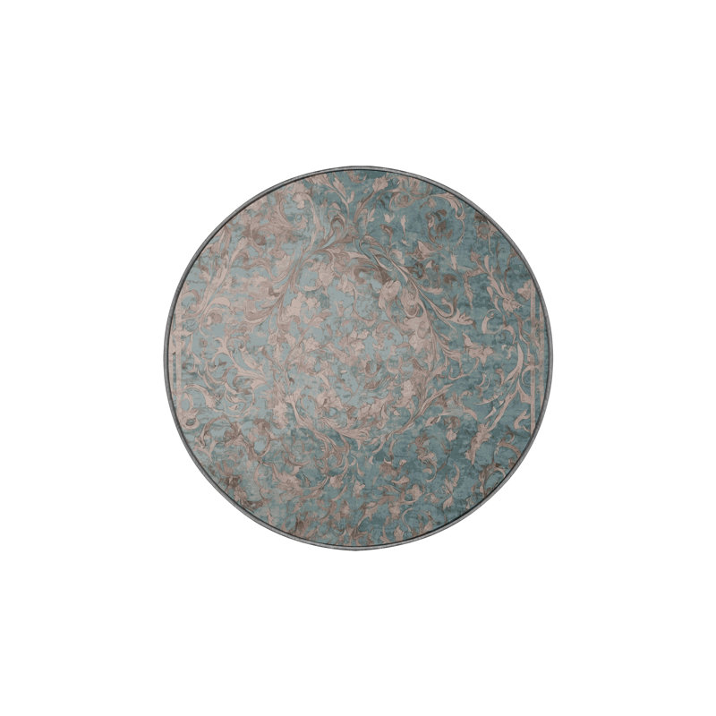 Tapis gris lavable à la machine, Rond 8 pi
