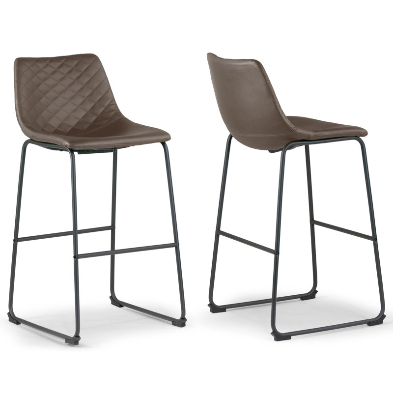 Ensemble de 2 tabourets de comptoir en similicuir avec cadre en fer brun, Brun, Tabouret de bar (hauteur du siège 28,5 po)