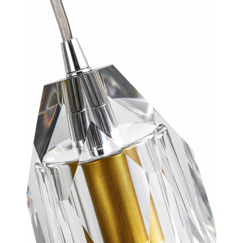 Lustre suspendu moderne en cristal avec prismes en verre taillés avec précision, transparent et chromé