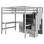 Lit mezzanine double grande capacité avec bureau en L, tiroirs et tiroirs d'escalier, armoire attrayante-461683264