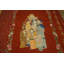 Magnifique tapis rond en soie brodée, de couleur rouge vif, orné de détails sur la culture chinoise (8'9").