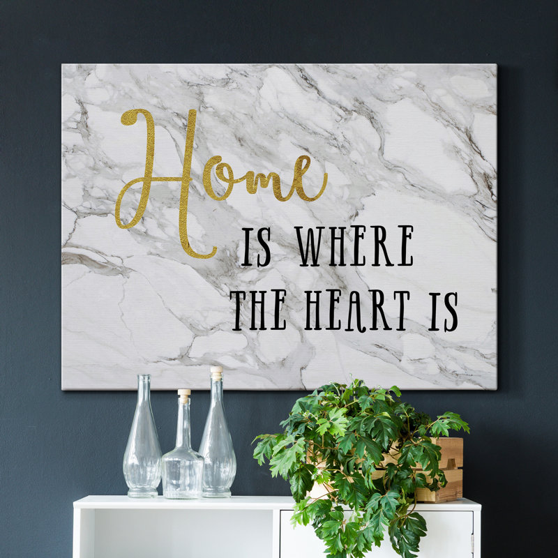 Marble Home - reproduction d'art textuel sur toile tendue, H 36 po x l 24 po x P 1 po