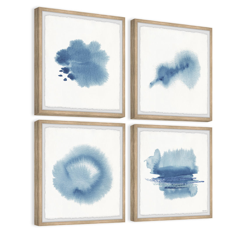 Incroyable encre bleue par Marmont Hill - ensemble de 4 reproductions de cadres photo simples, H 12 po x l 12 po