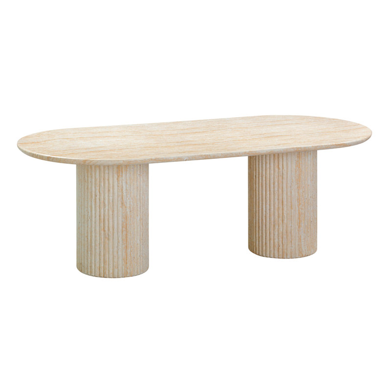 Tov Furniture Brut Travertine Pattern Indoor/Outdoor Dining Table, Beige