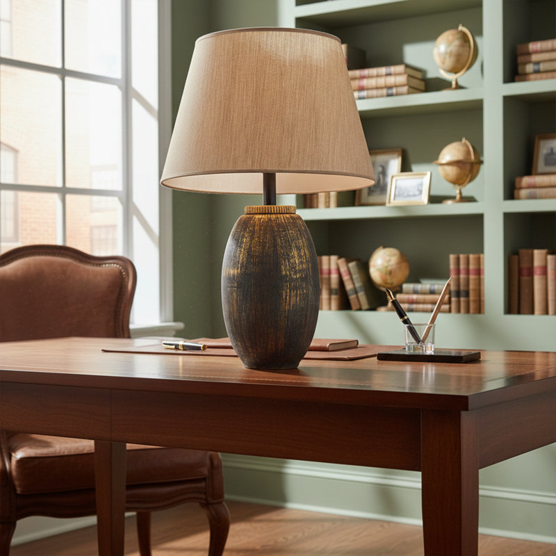Lampe de table en métal 18 "avec abat-jour en tissu Auerbach