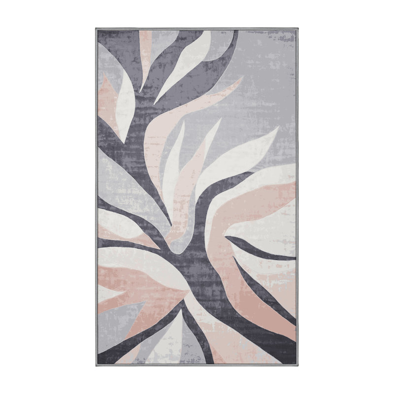 Tapis gris soyeux et moelleux, Rectangle 5 pi x 7 pi